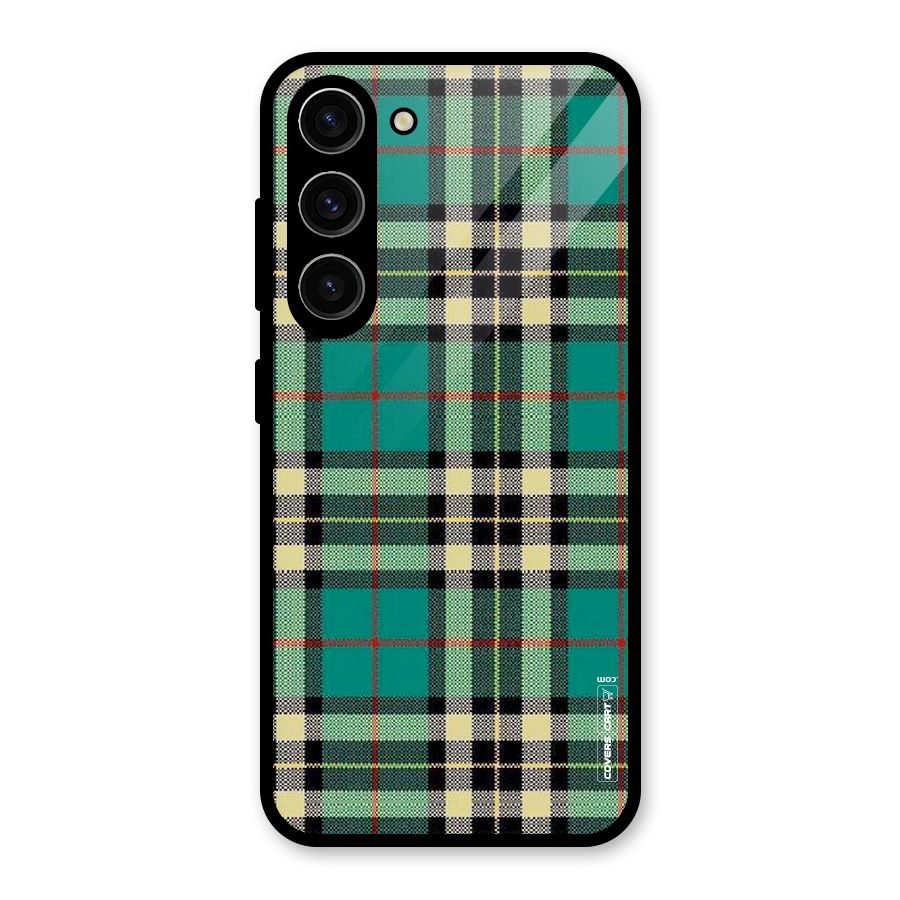 Green Check Glass Back Case for Galaxy S23