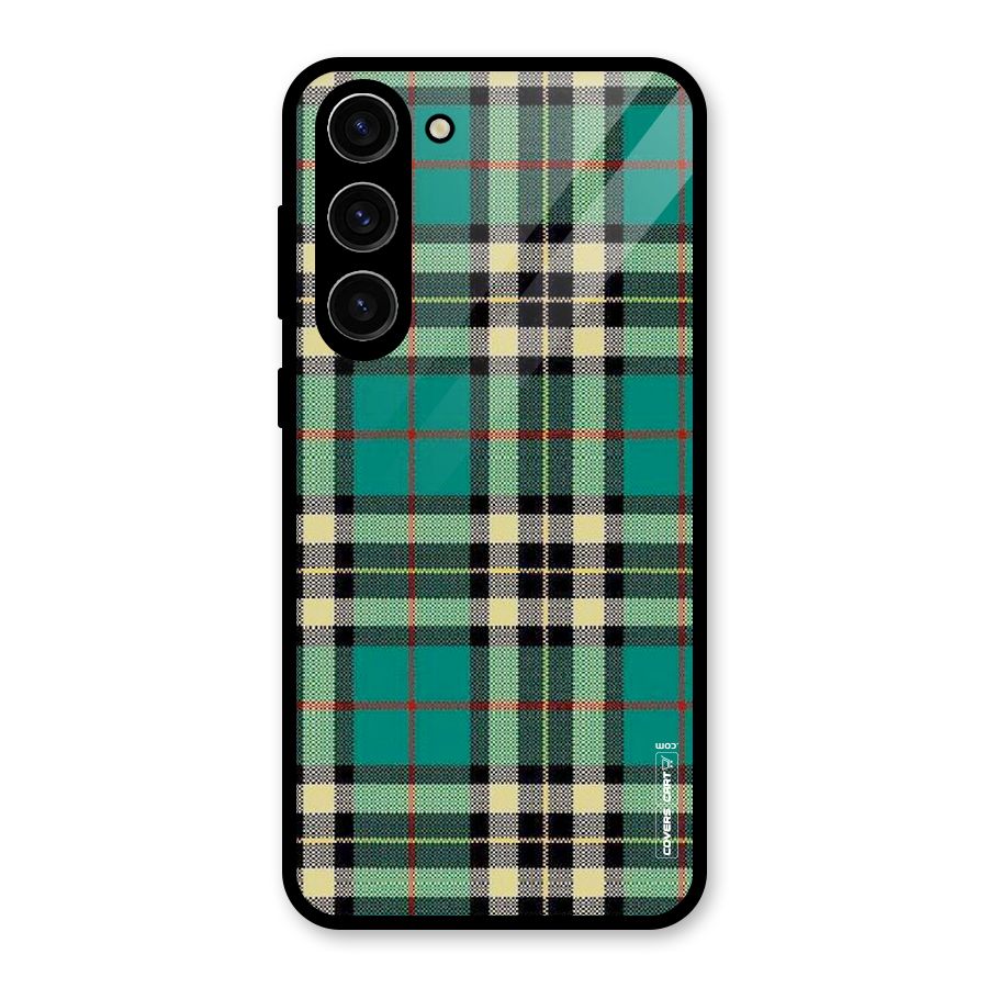 Green Check Glass Back Case for Galaxy S23 Plus