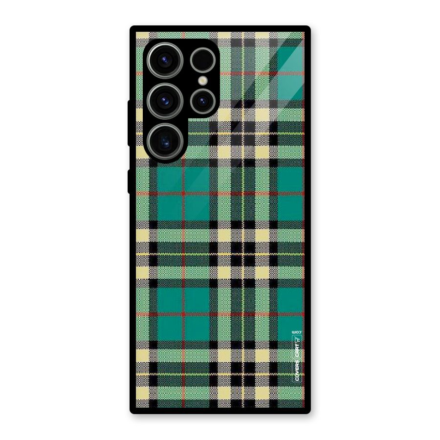 Green Check Glass Back Case for Galaxy S23 Ultra