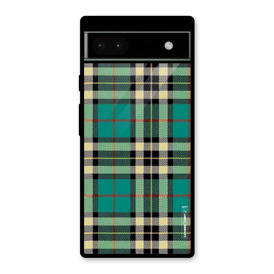 Green Check Glass Back Case for Google Pixel 6a