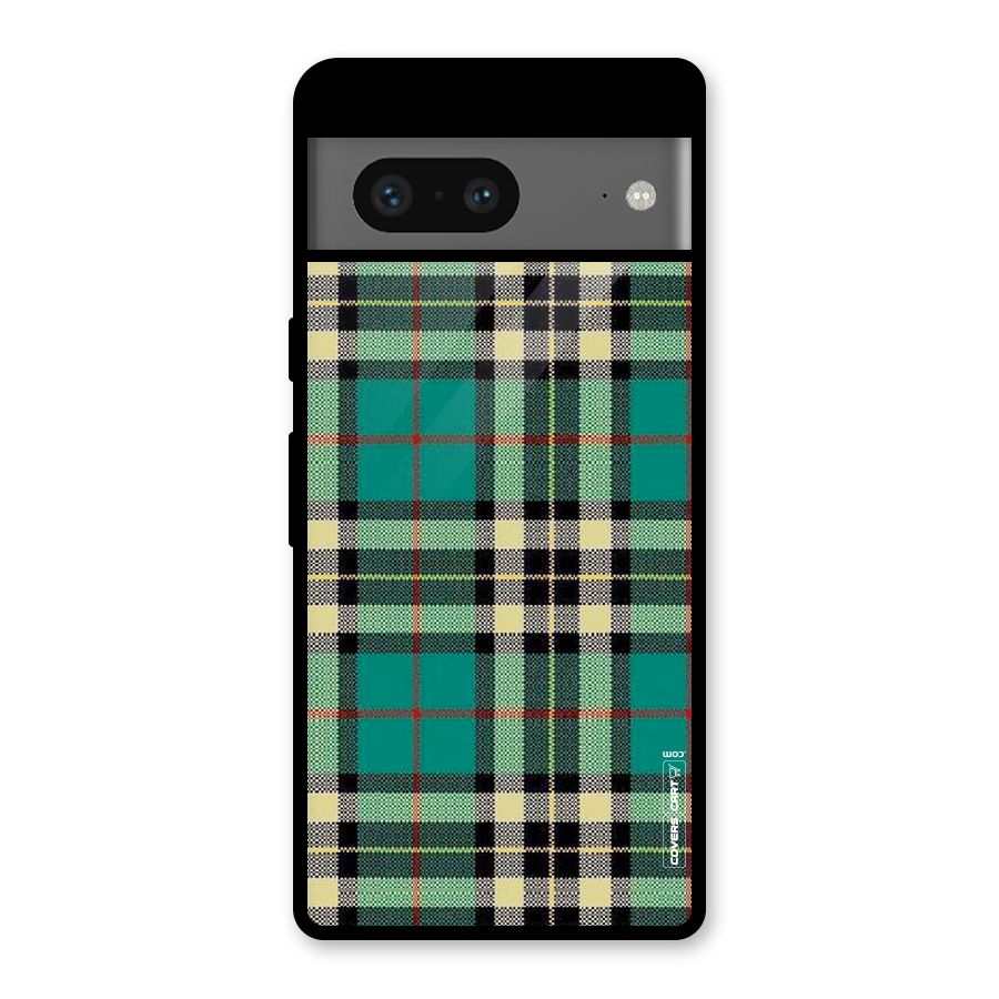 Green Check Glass Back Case for Google Pixel 7