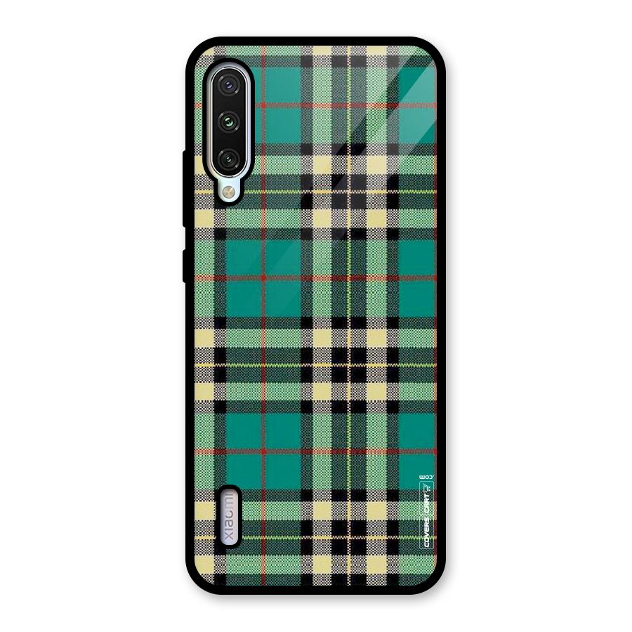 Green Check Glass Back Case for Mi A3