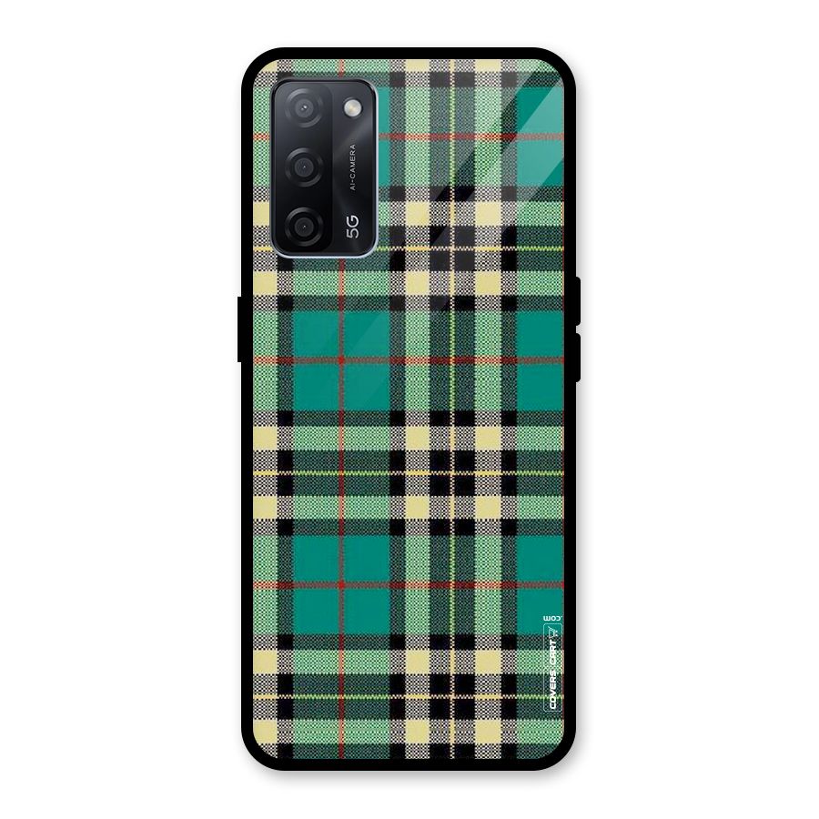 Green Check Glass Back Case for Oppo A53s 5G