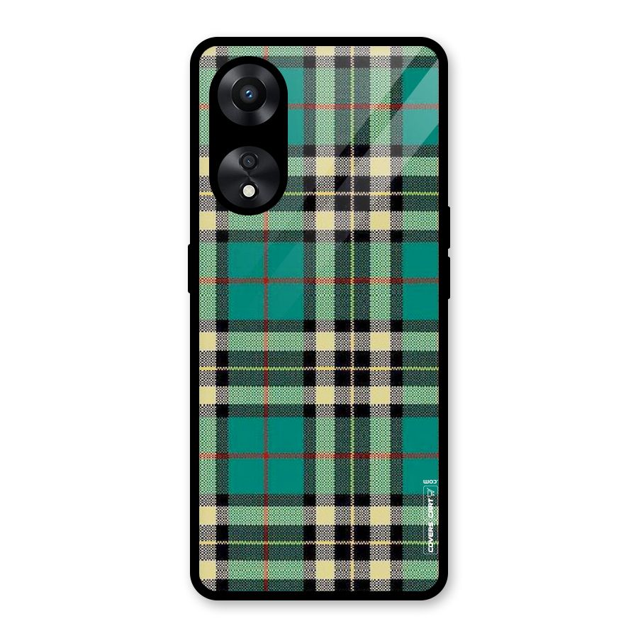 Green Check Glass Back Case for Oppo A78