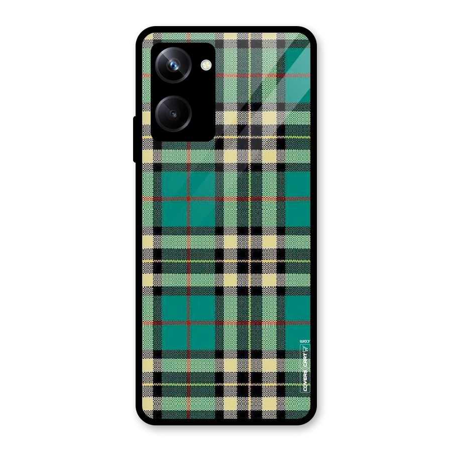 Green Check Glass Back Case for Realme 10 Pro