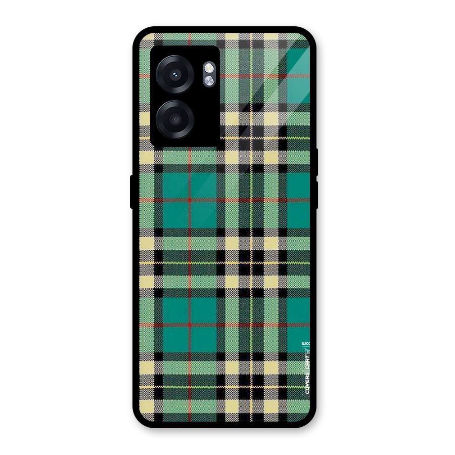 Green Check Glass Back Case for Realme Narzo 50 5G