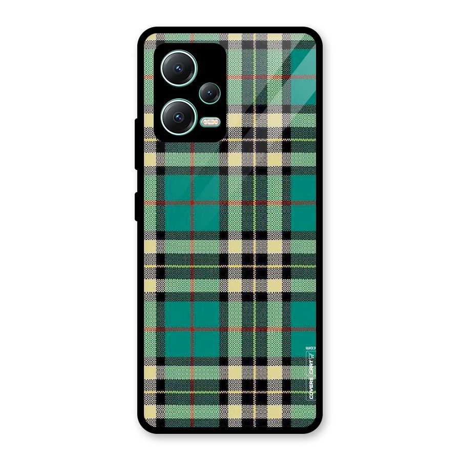 Green Check Glass Back Case for Redmi Note 12 5G