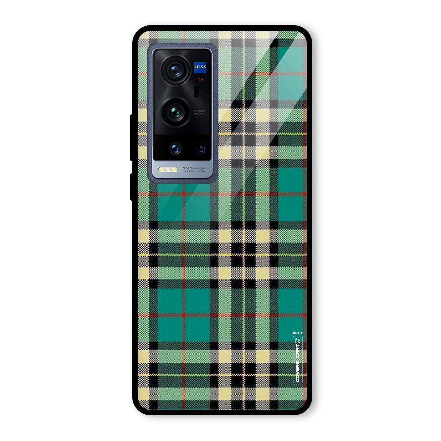 Green Check Glass Back Case for Vivo X60 Pro Plus