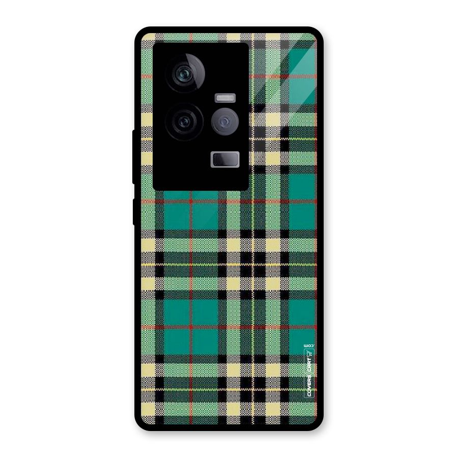 Green Check Glass Back Case for Vivo iQOO 11 5G