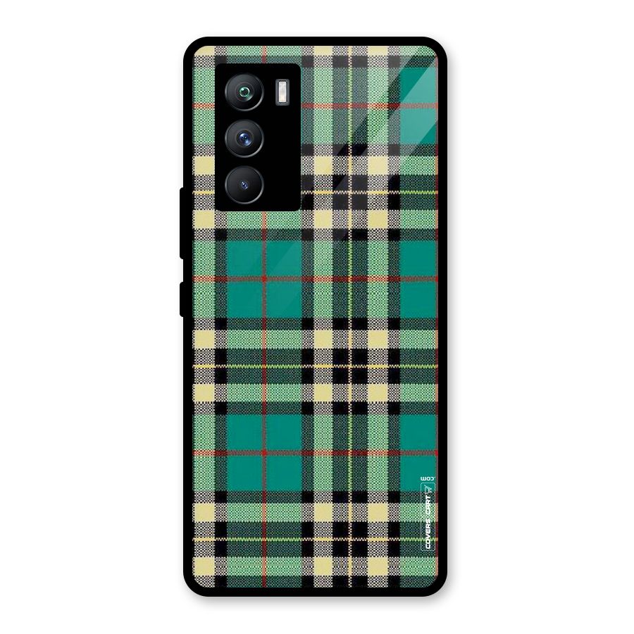 Green Check Glass Back Case for Vivo iQOO 9 SE