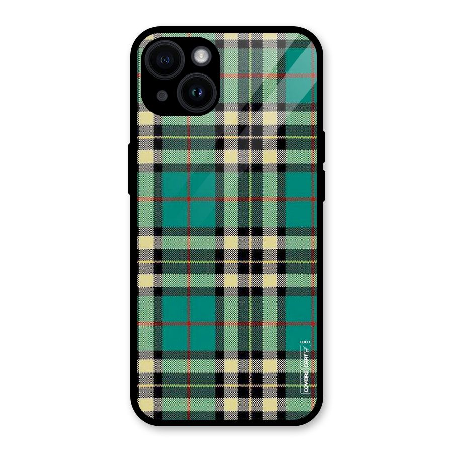 Green Check Glass Back Case for iPhone 14