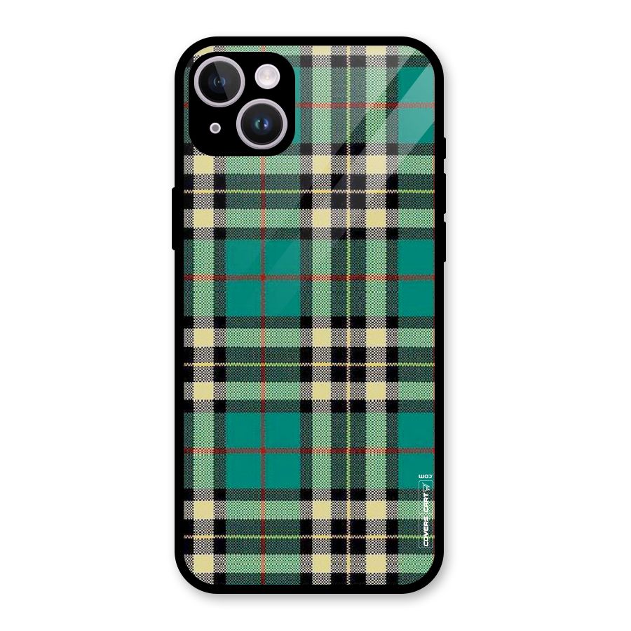 Green Check Glass Back Case for iPhone 14 Plus