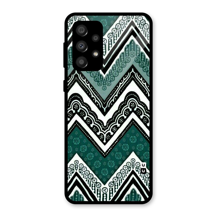 Green Chevron Glass Back Case for Galaxy A32