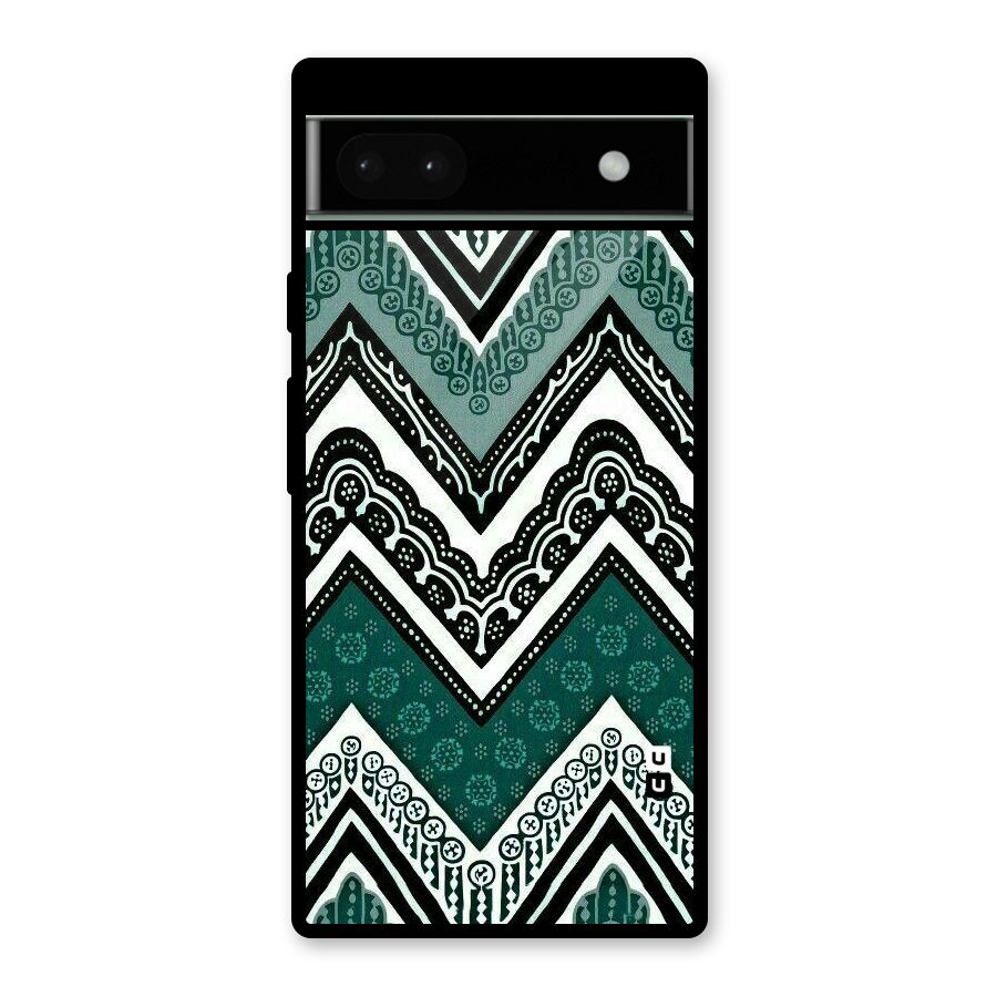 Green Chevron Glass Back Case for Google Pixel 6a