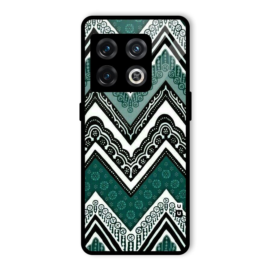 Green Chevron Glass Back Case for OnePlus 10 Pro 5G