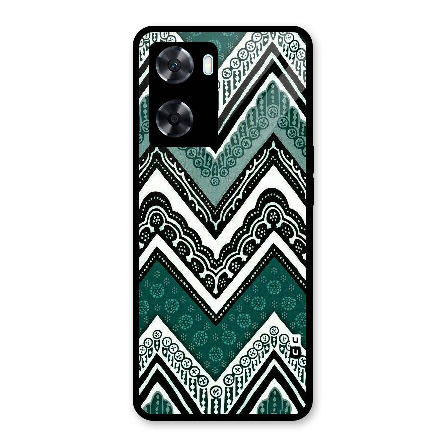 Green Chevron Glass Back Case for Oppo A77