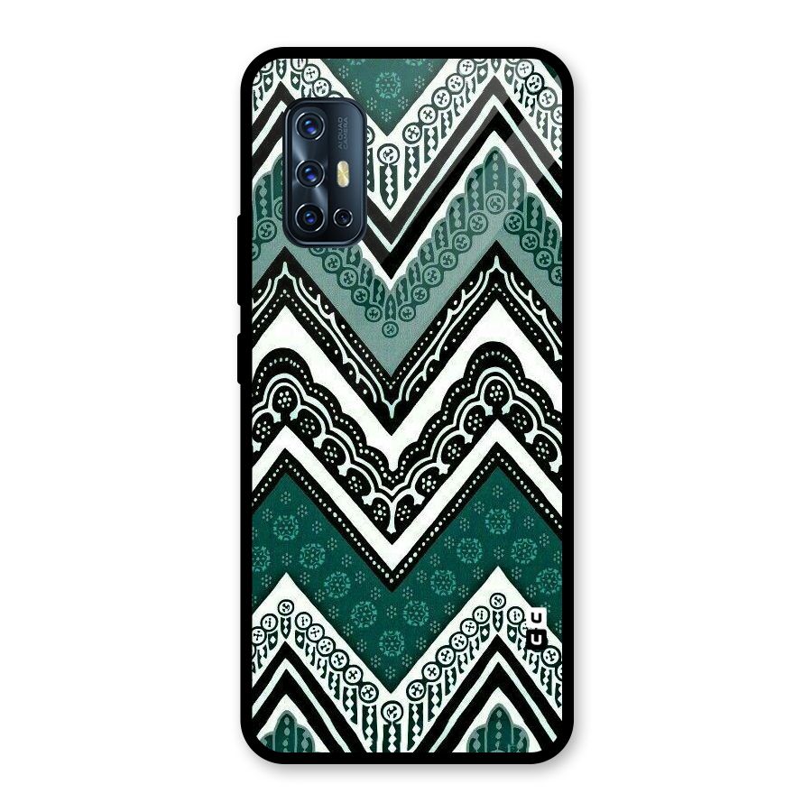 Green Chevron Glass Back Case for Vivo V17
