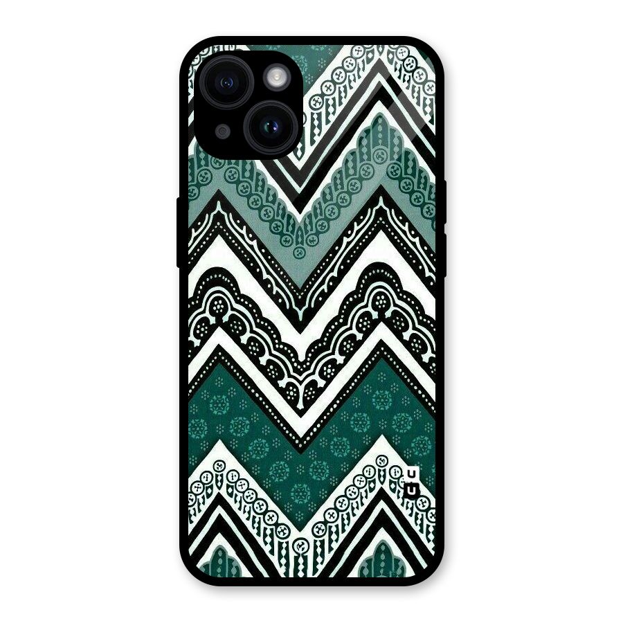 Green Chevron Glass Back Case for iPhone 14