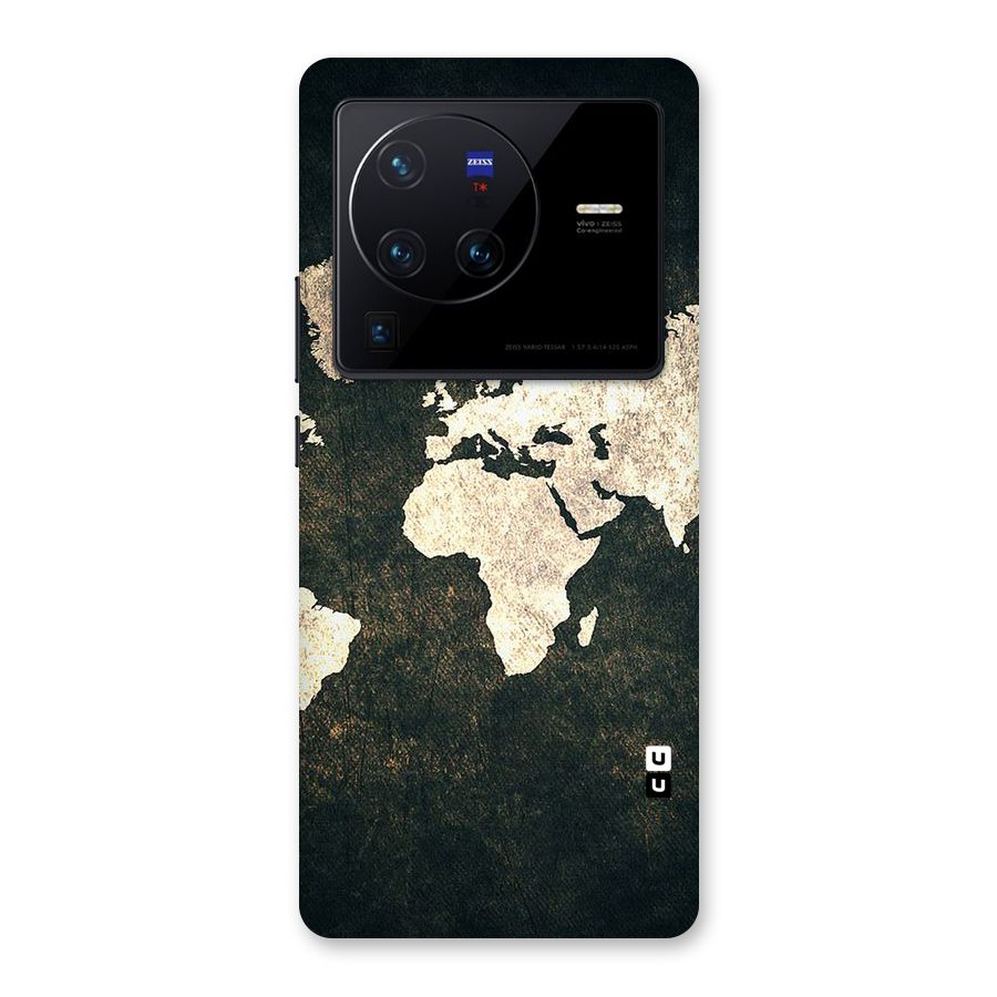 Green Gold Map Design Back Case for Vivo X80 Pro