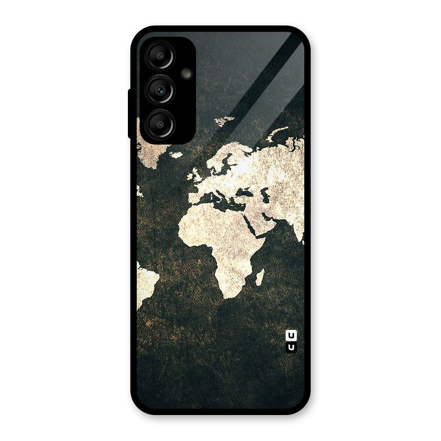 Green Gold Map Design Glass Back Case for Galaxy A14 5G