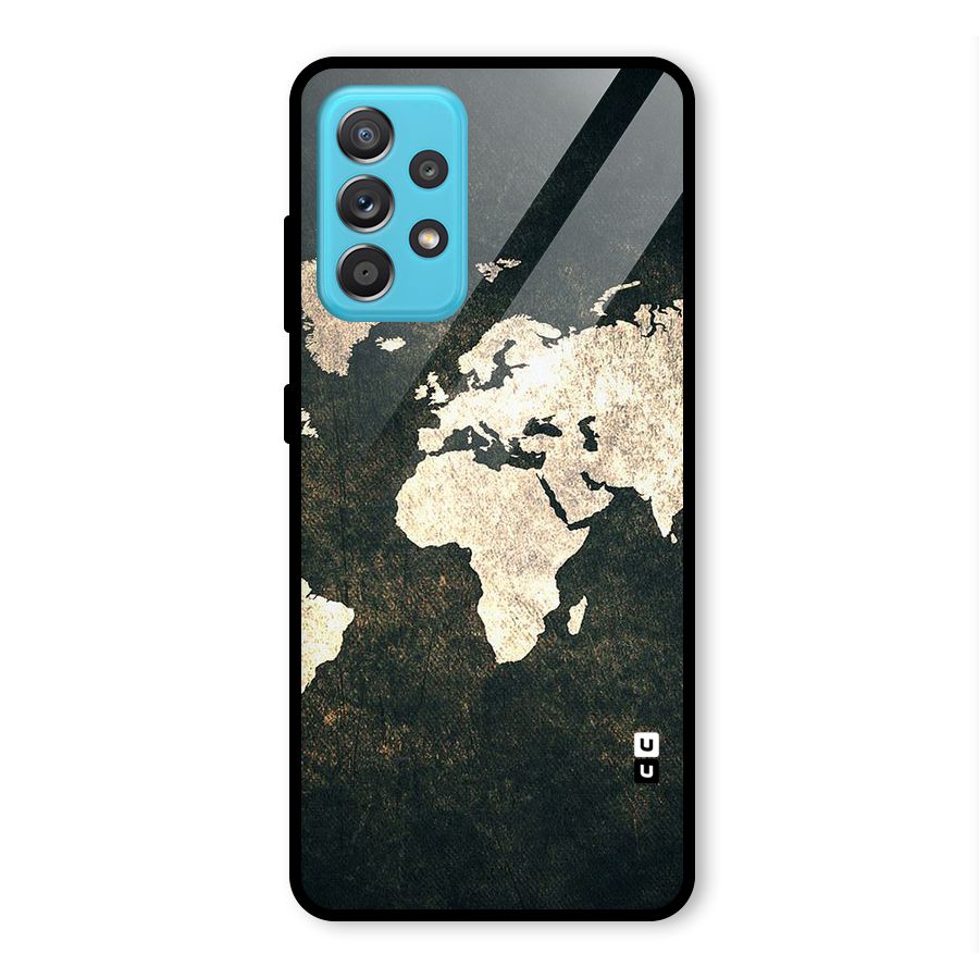 Green Gold Map Design Glass Back Case for Galaxy A52s 5G