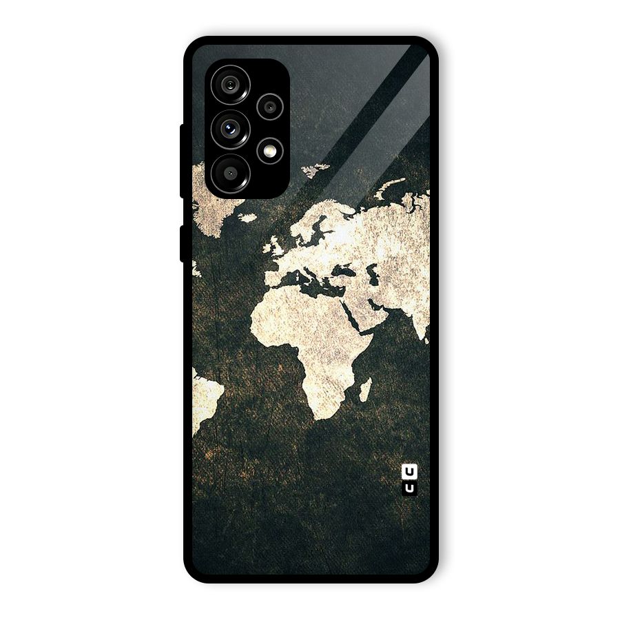 Green Gold Map Design Glass Back Case for Galaxy A73 5G