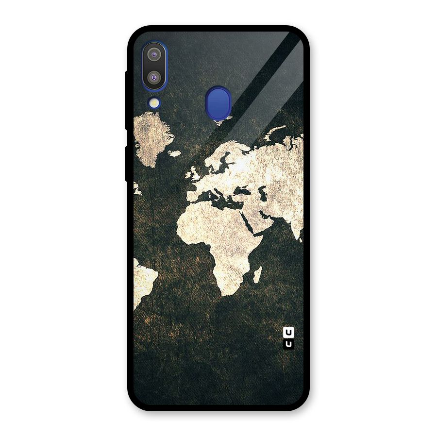 Green Gold Map Design Glass Back Case for Galaxy M20