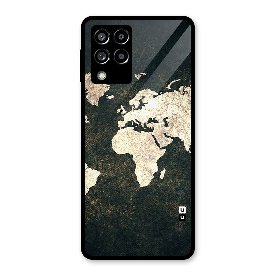 Green Gold Map Design Glass Back Case for Galaxy M53 5G