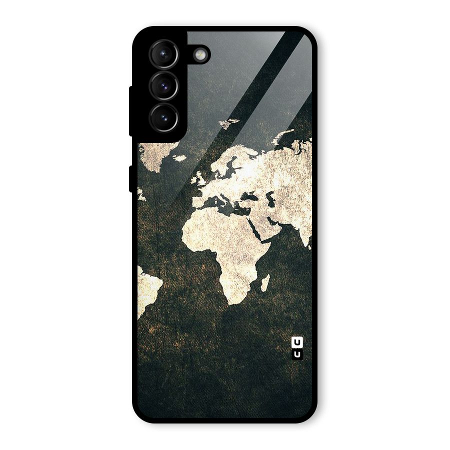 Green Gold Map Design Glass Back Case for Galaxy S21 Plus