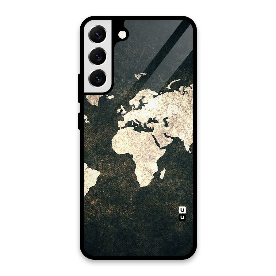 Green Gold Map Design Glass Back Case for Galaxy S22 Plus 5G