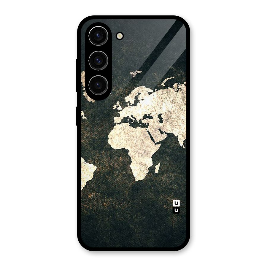 Green Gold Map Design Glass Back Case for Galaxy S23