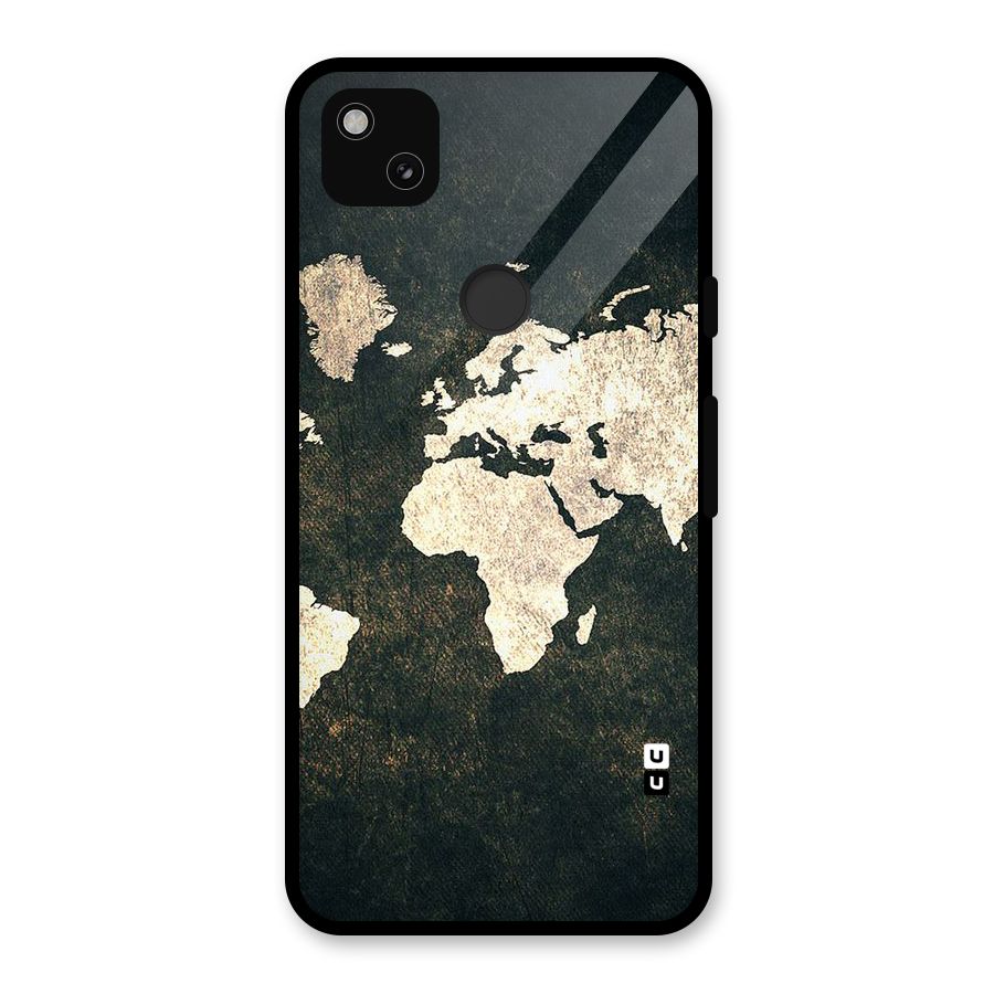 Green Gold Map Design Glass Back Case for Google Pixel 4a