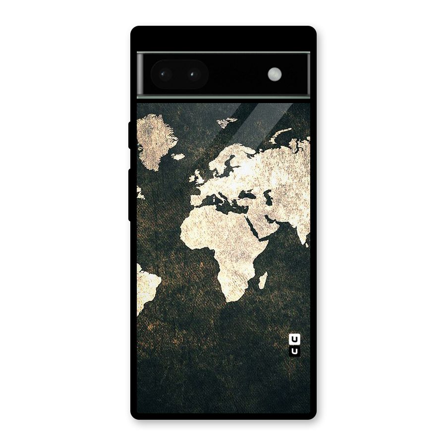 Green Gold Map Design Glass Back Case for Google Pixel 6a