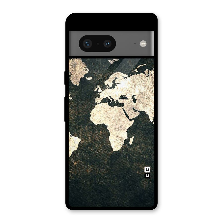 Green Gold Map Design Glass Back Case for Google Pixel 7