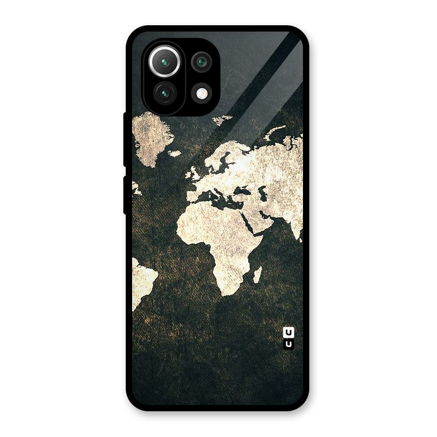 Green Gold Map Design Glass Back Case for Mi 11 Lite