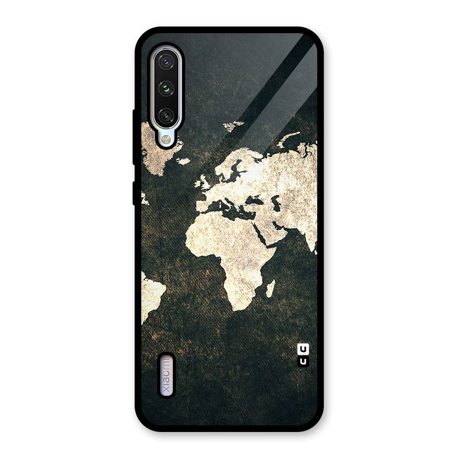 Green Gold Map Design Glass Back Case for Mi A3
