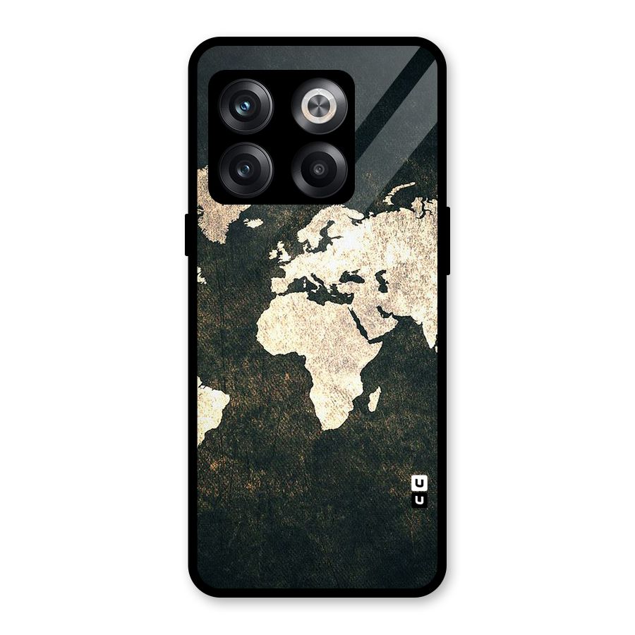 Green Gold Map Design Glass Back Case for OnePlus 10T