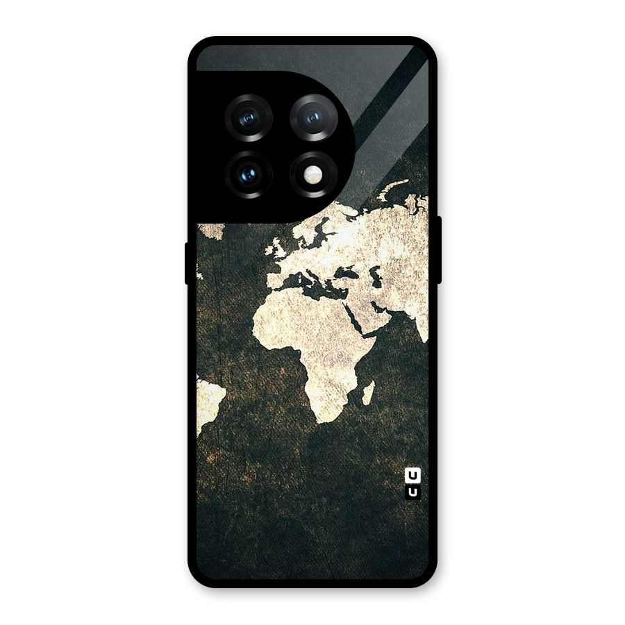 Green Gold Map Design Glass Back Case for OnePlus 11