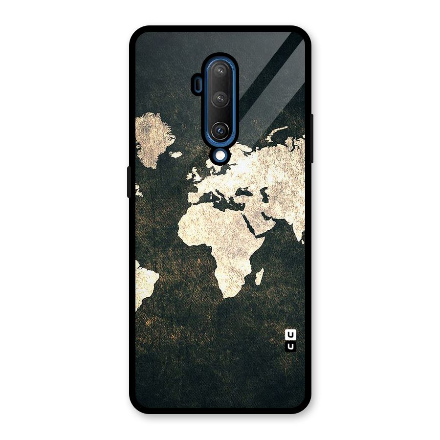Green Gold Map Design Glass Back Case for OnePlus 7T Pro