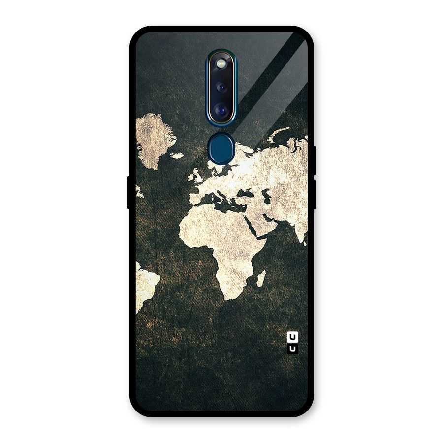 Green Gold Map Design Glass Back Case for Oppo F11 Pro