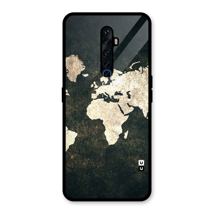 Green Gold Map Design Glass Back Case for Oppo Reno2 F