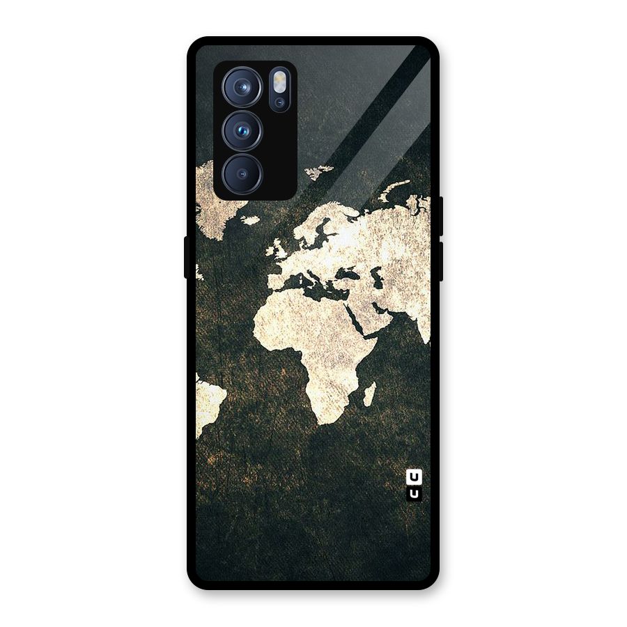 Green Gold Map Design Glass Back Case for Oppo Reno6 Pro 5G