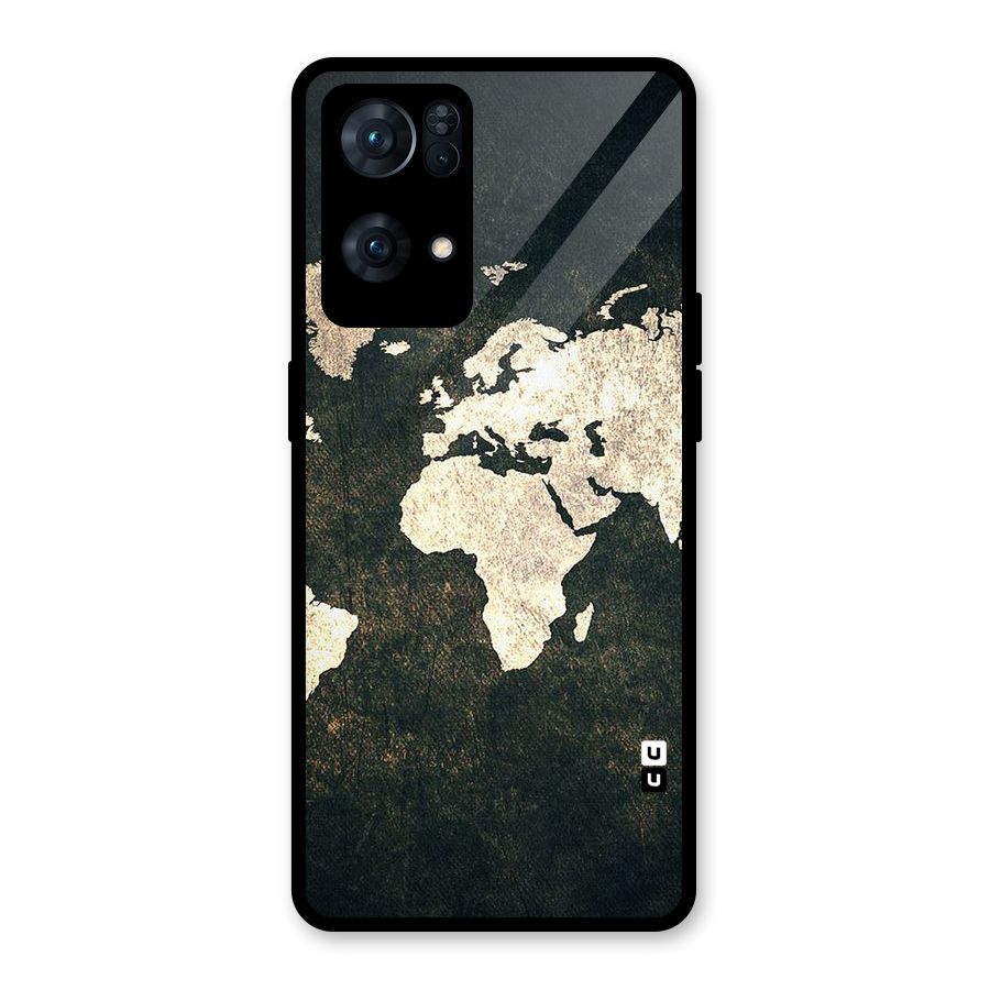 Green Gold Map Design Glass Back Case for Oppo Reno7 Pro 5G