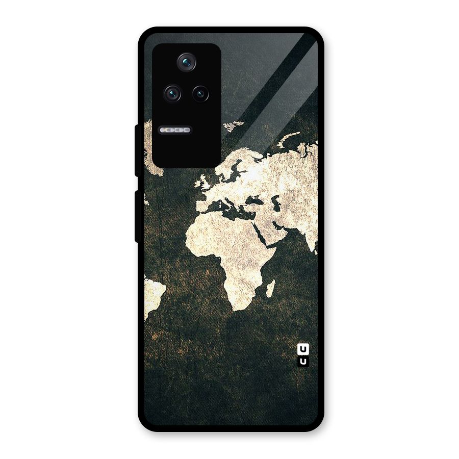 Green Gold Map Design Glass Back Case for Poco F4 5G