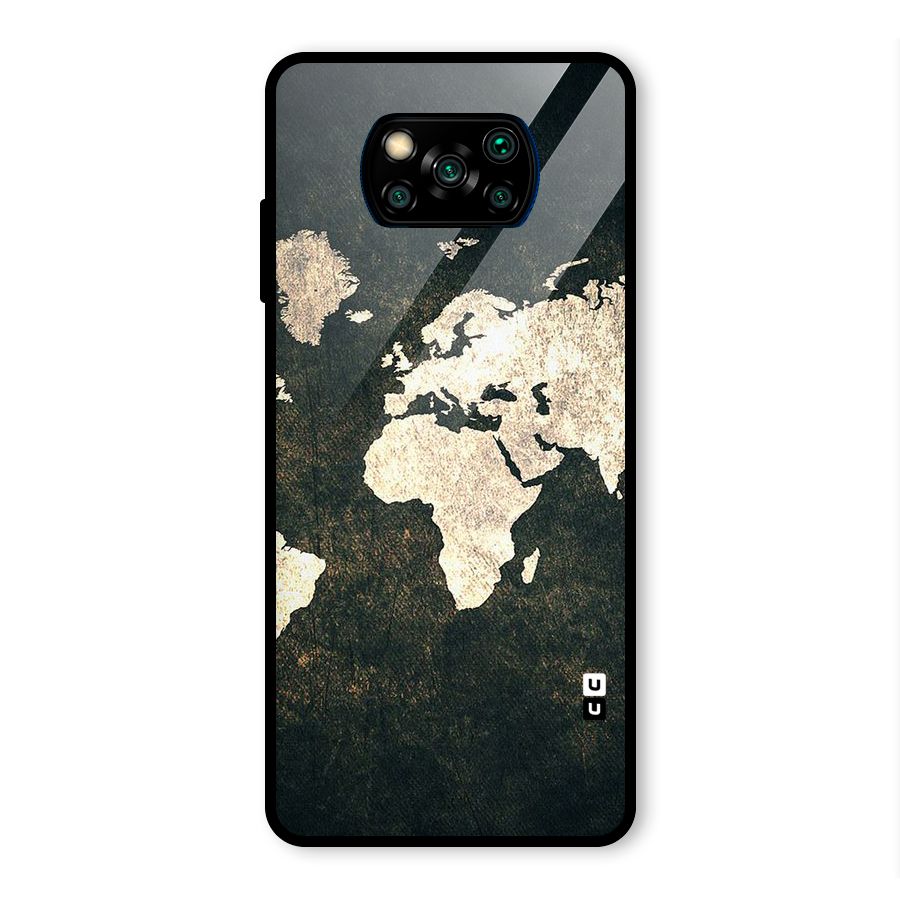 Green Gold Map Design Glass Back Case for Poco X3 Pro