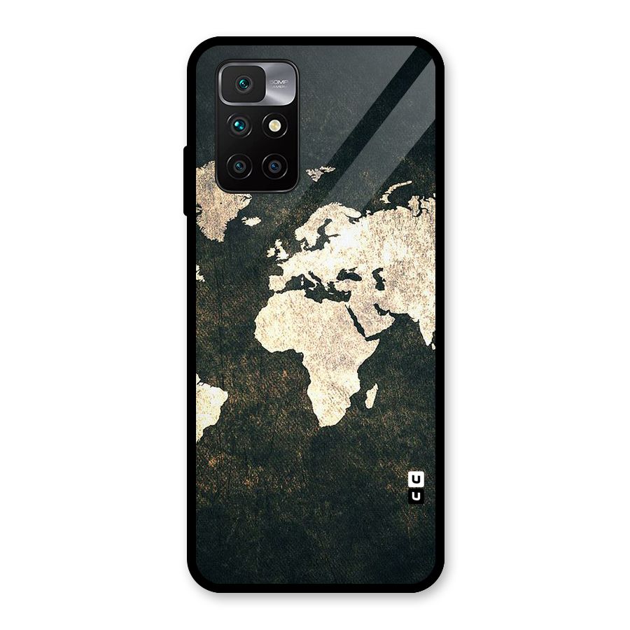 Green Gold Map Design Glass Back Case for Redmi 10 Prime