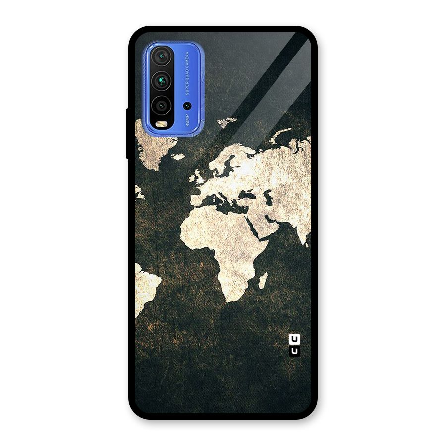 Green Gold Map Design Glass Back Case for Redmi 9 Power