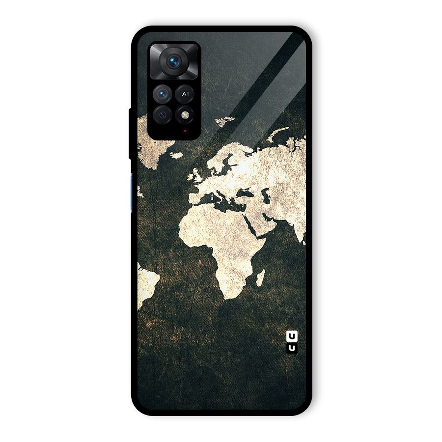Green Gold Map Design Glass Back Case for Redmi Note 11 Pro Plus 5G