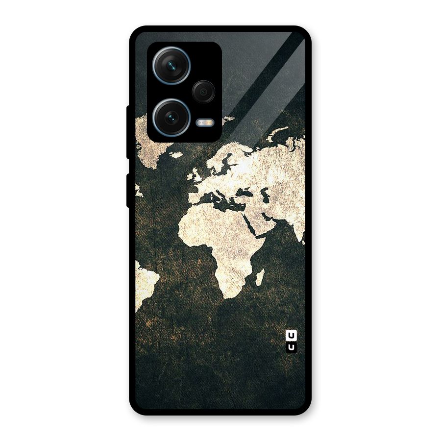 Green Gold Map Design Glass Back Case for Redmi Note 12 Pro Plus 5G