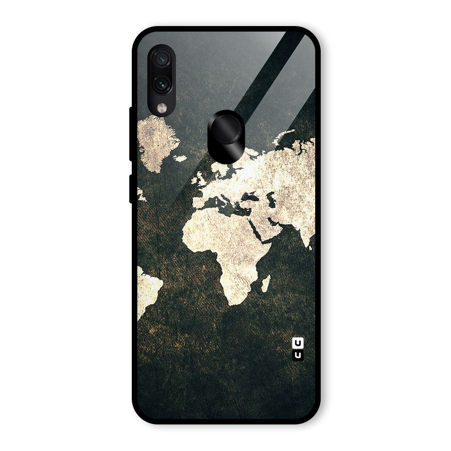 Green Gold Map Design Glass Back Case for Redmi Note 7S